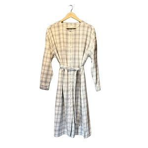 Frank & Oak Women’s LG Flocus Flannel Plaid Shirt Dress Kapok Cream/Grey EUC